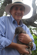 Mike with little spotted kiwi