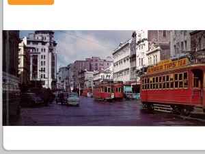 Trams outside CPO Queens Street 1956