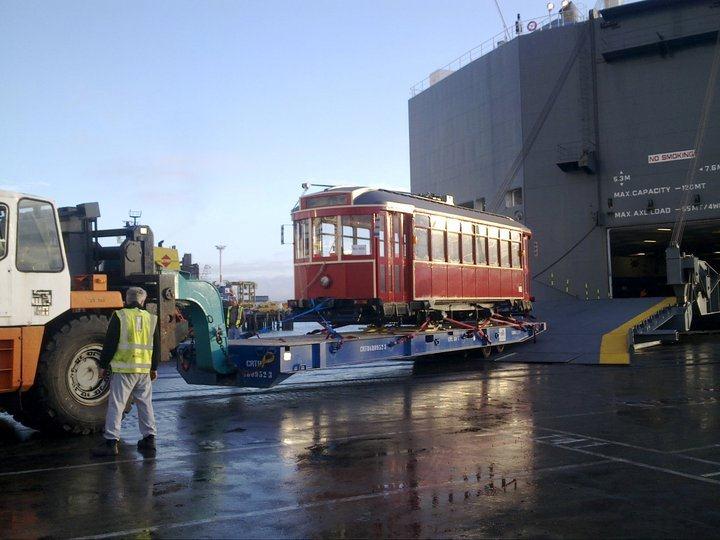 Tram coming ashore